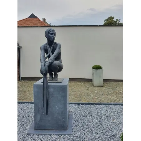 Pedestal belgian bluestone, sanded, mitred, bespoke